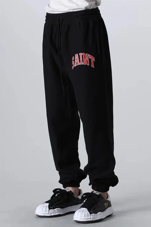 SAINT MICHAEL ARCH SAINT SET PANTS/BLACK The latest SAINT LOGO sweatpants, washed black/gray gray S-XL, custom woven and dyed, black surface and gray bottom fabric, same as the original version, original level straight cracking pulp, original cut and loose fit